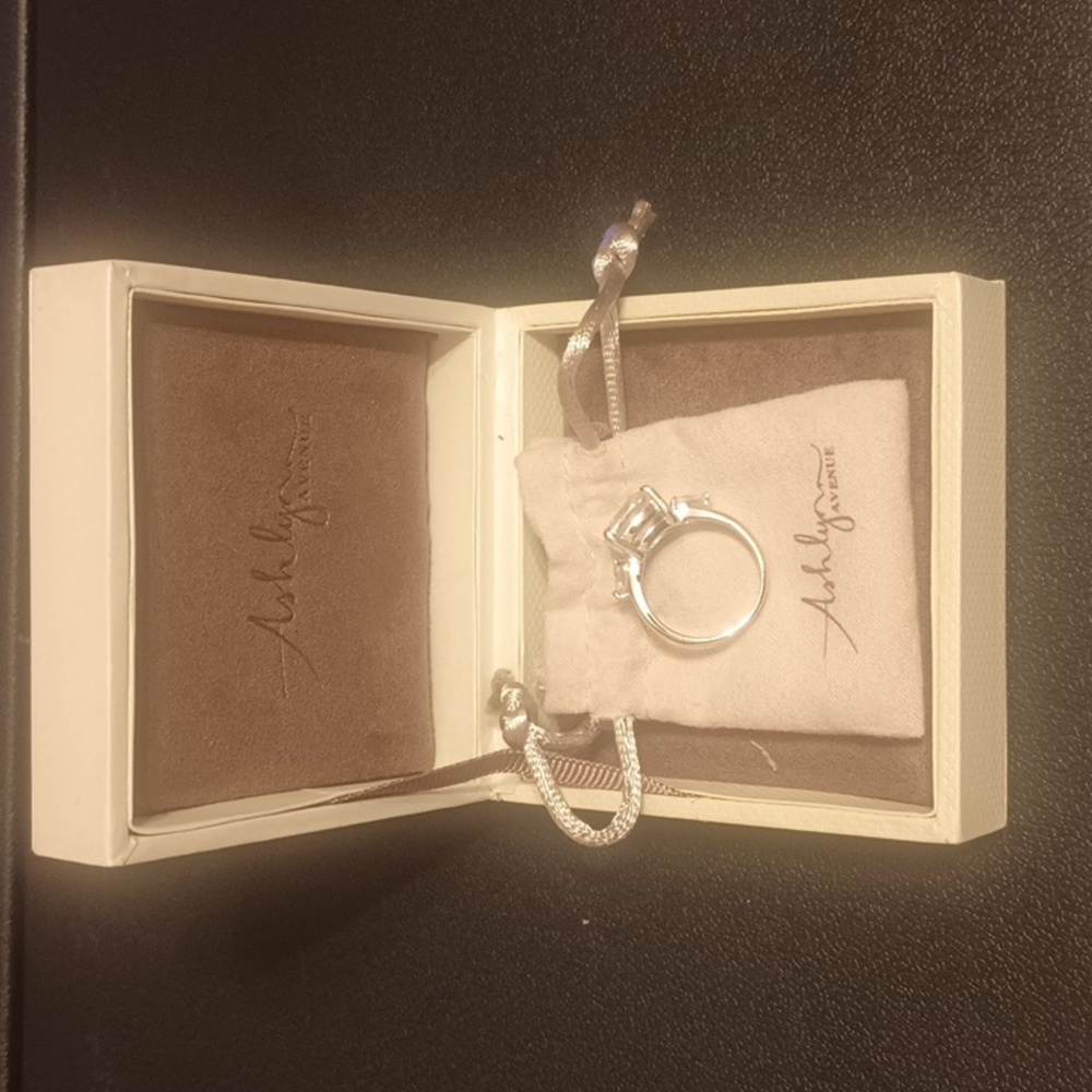 Ashlynn Avenue Elegant Silver Ring with Cushion Cut Stone in Original Box